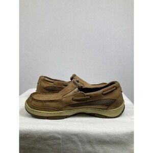 West Marine Performance Slip-On Men 10.5 Tan Leather Mesh Boat Shoes 2520